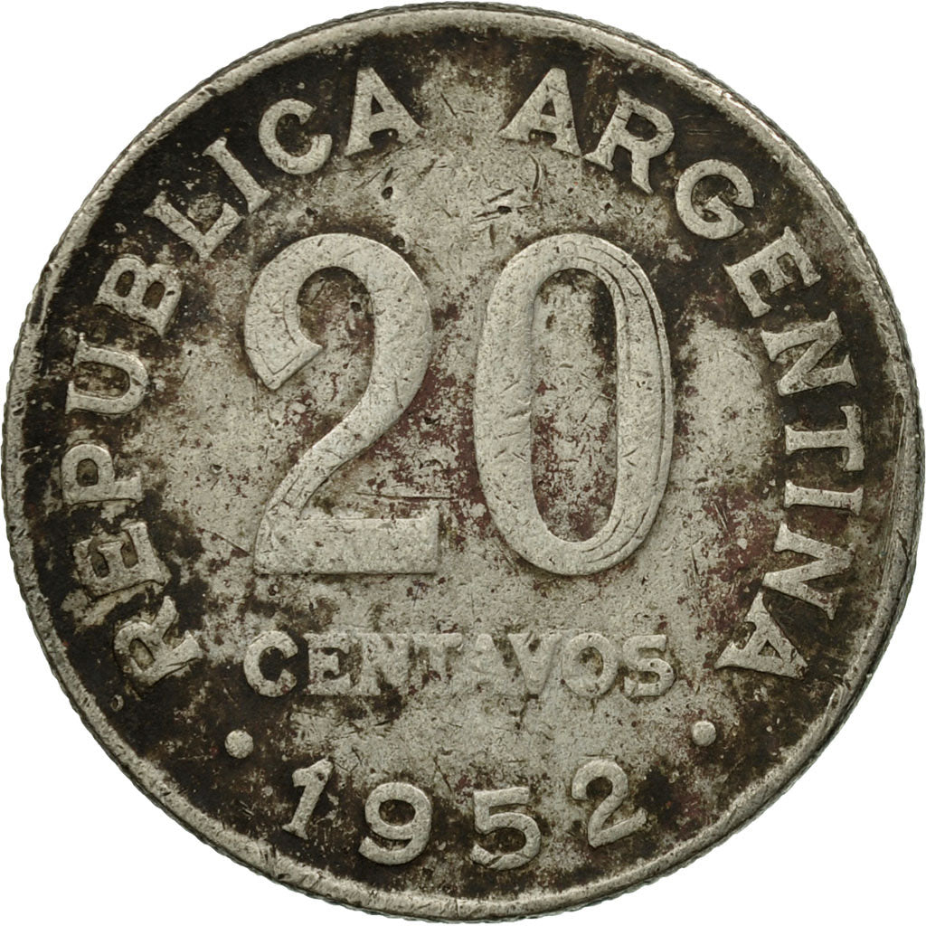 Coin, Argentina, 20 Centavos, 1952, VF(20-25), Copper-nickel, KM:48