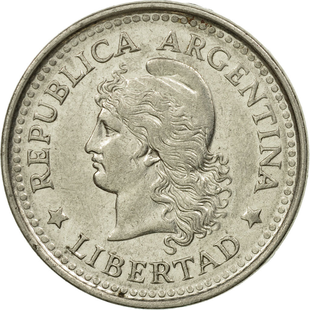 Moneta, Argentina, 20 Centavos, 1958, BB, Acciaio ricoperto in nichel, KM:55