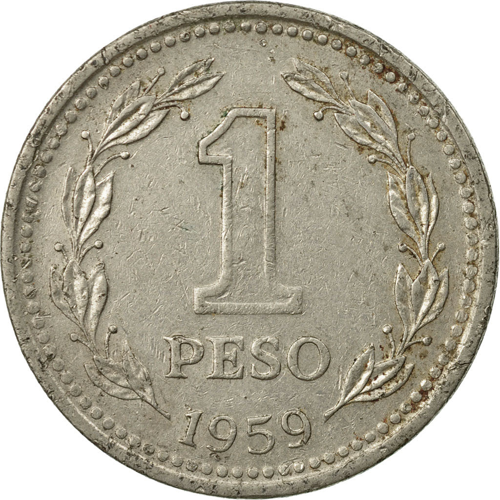 Moneta, Argentina, Peso, 1959, BB, Acciaio ricoperto in nichel, KM:57