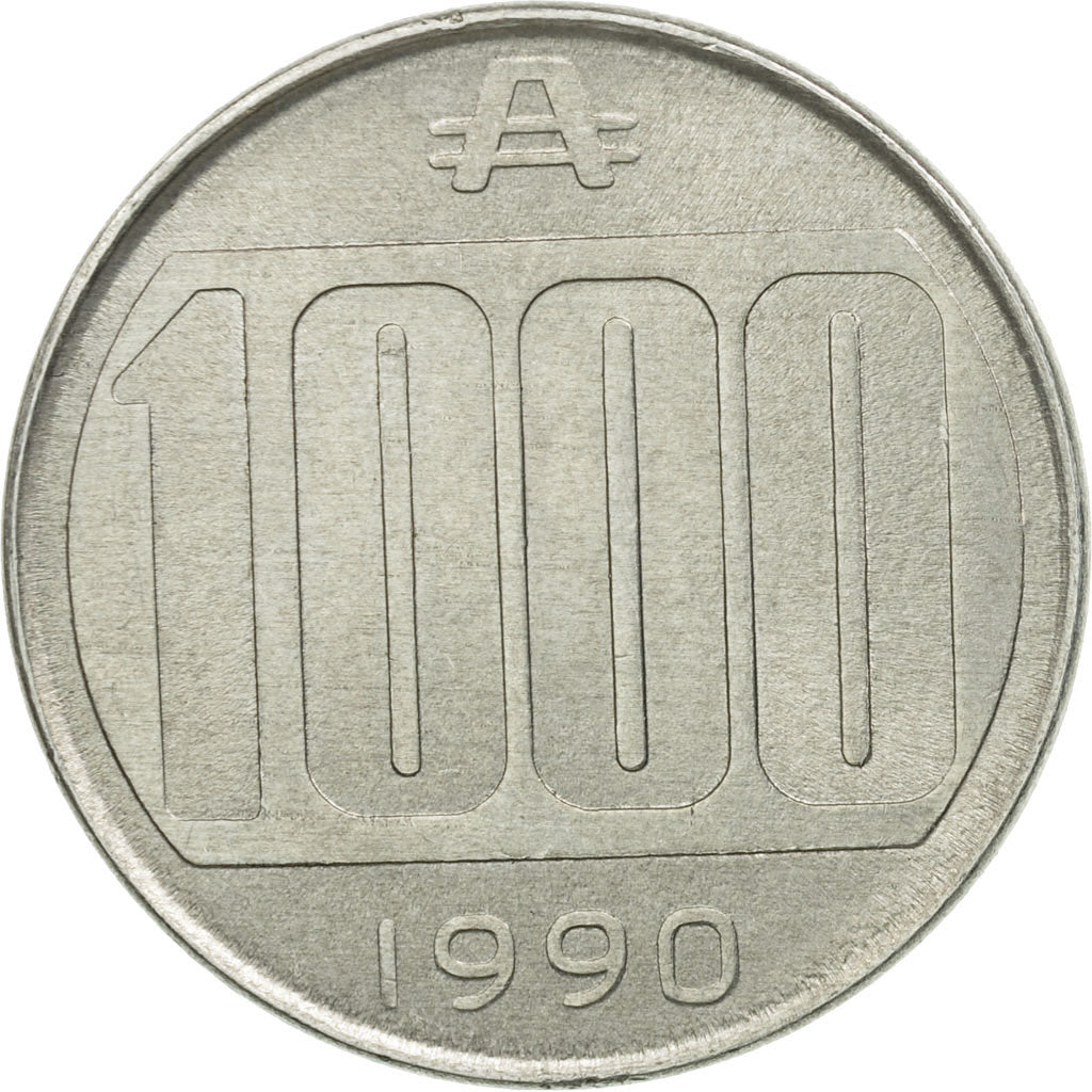 Coin, Argentina, 1000 Australes, 1990, EF(40-45), Aluminum, KM:105
