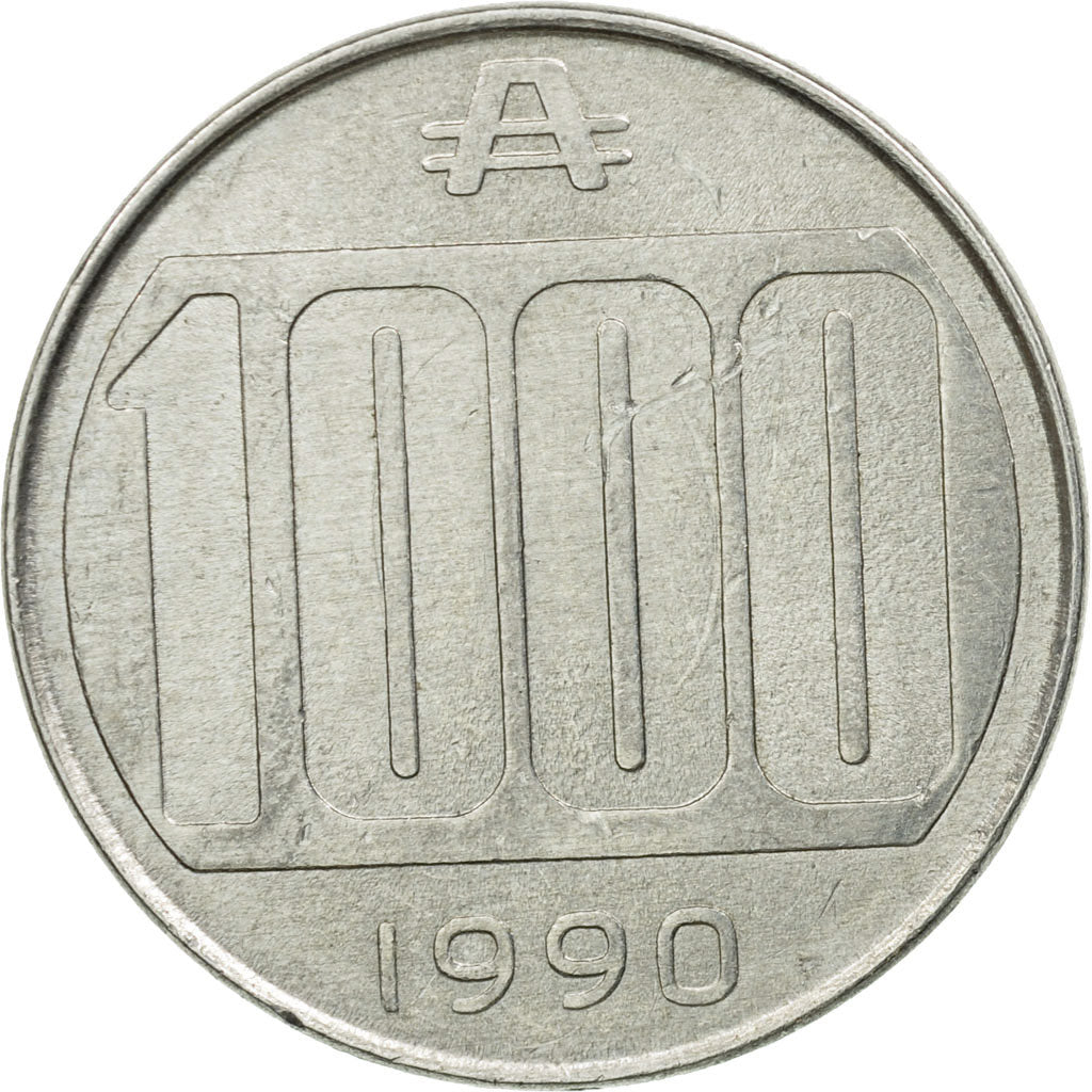Coin, Argentina, 1000 Australes, 1990, EF(40-45), Aluminum, KM:105