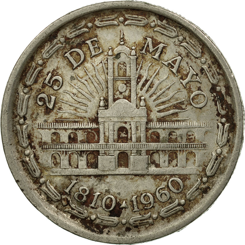 Coin, Argentina, Peso, 1960, VF(30-35), Nickel Clad Steel, KM:58