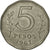 Moneda, Argentina, 5 Pesos, 1967, MBC, Níquel recubierto de acero, KM:59