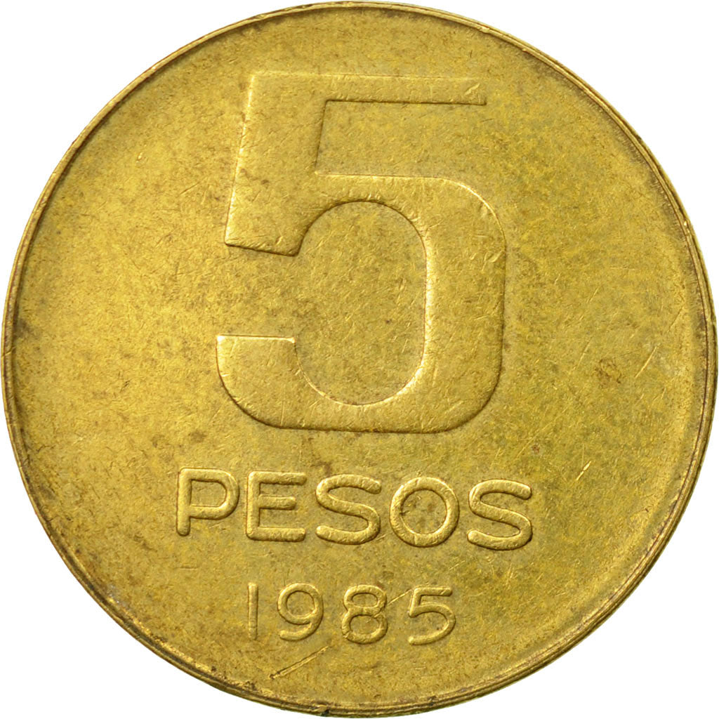 Coin, Argentina, 5 Pesos, 1985, EF(40-45), Brass, KM:92