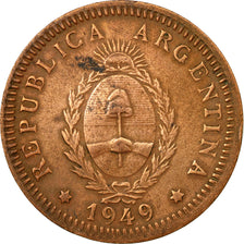 Coin, Argentina, 2 Centavos, 1949, EF(40-45), Copper, KM:38a