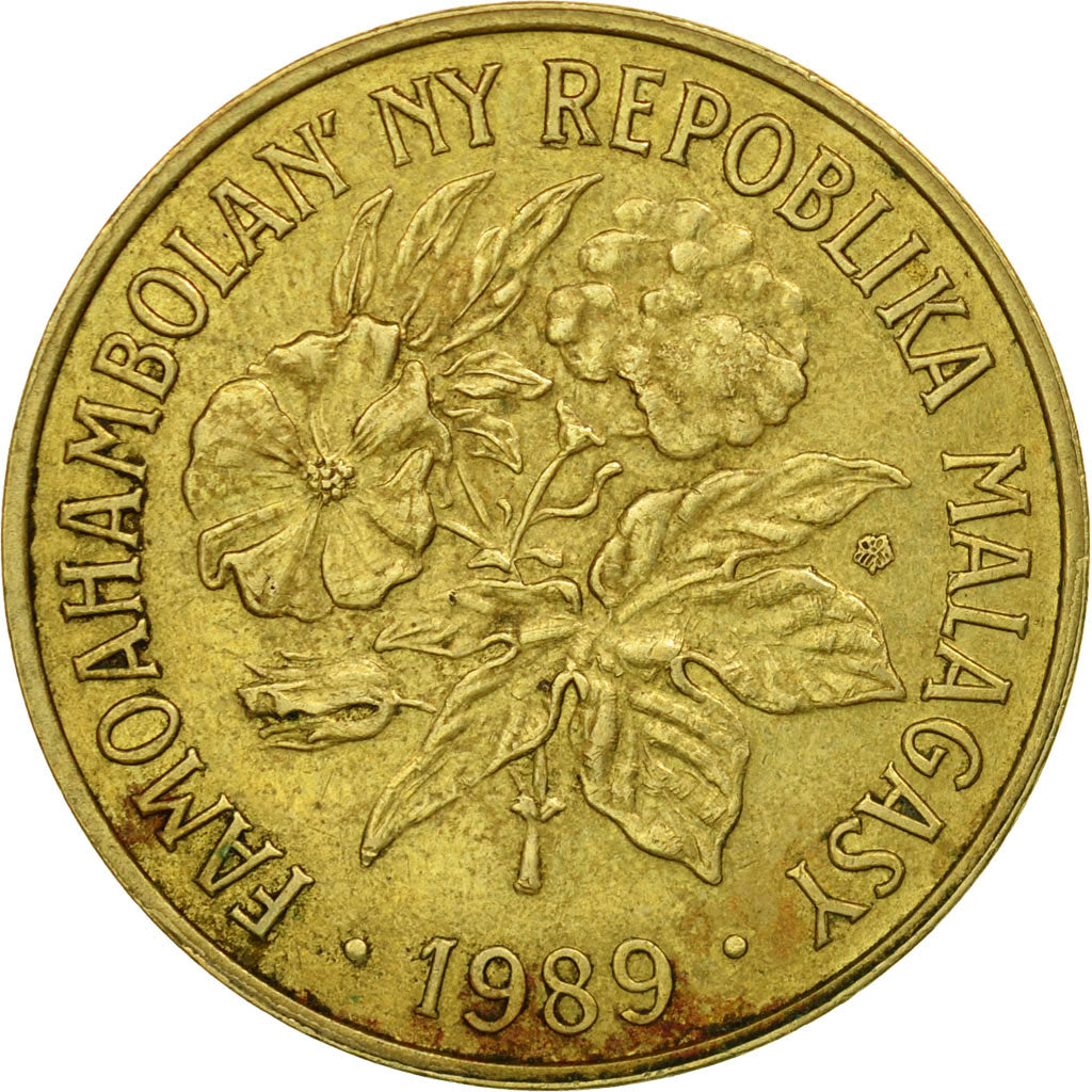 Coin, Madagascar, 20 Francs, 4 Ariary, 1989, Paris, EF(40-45), Aluminum-Bronze