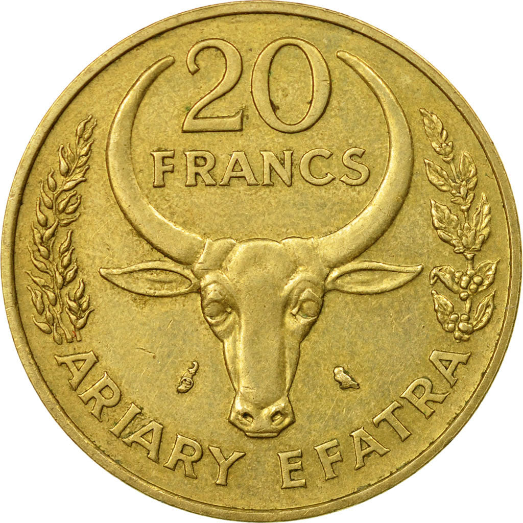 Coin, Madagascar, 20 Francs, 4 Ariary, 1989, Paris, EF(40-45), Aluminum-Bronze