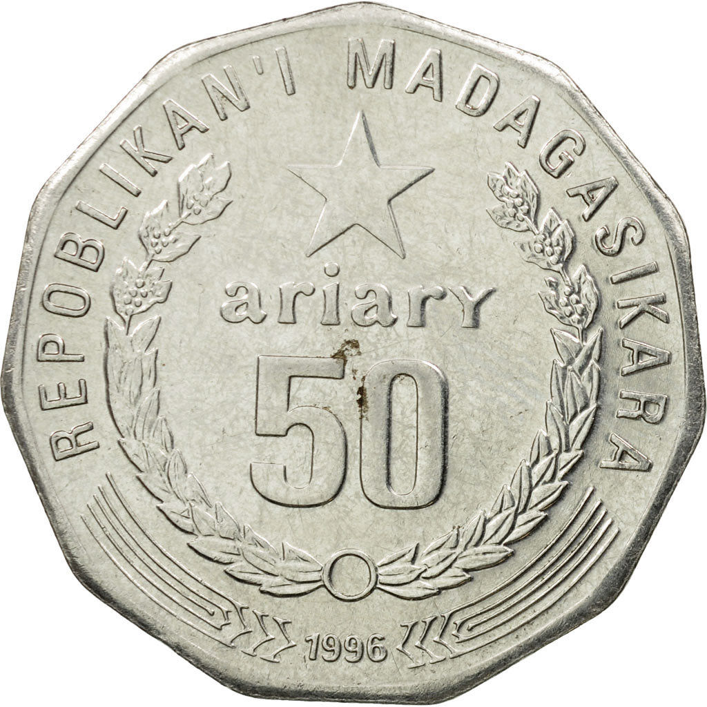 Monnaie, Madagascar, 50 Ariary, 1996, TTB, Stainless Steel, KM:25.1