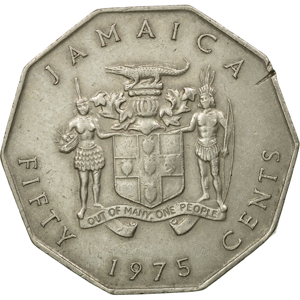 Coin, Jamaica, Elizabeth II, 50 Cents, 1975, EF(40-45), Copper-nickel, KM:65