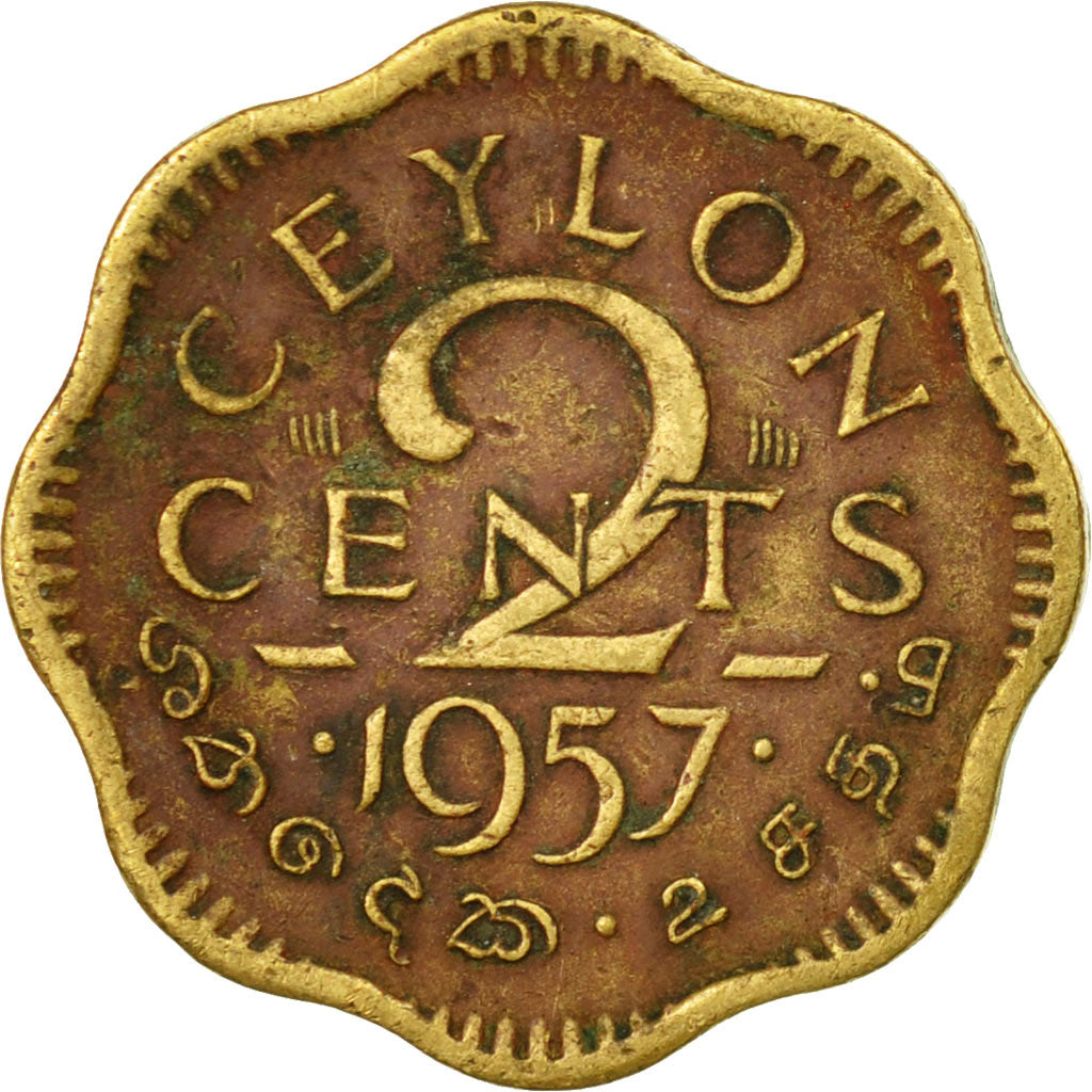 Monnaie, Ceylon, Elizabeth II, 2 Cents, 1957, TB+, Nickel-brass, KM:124