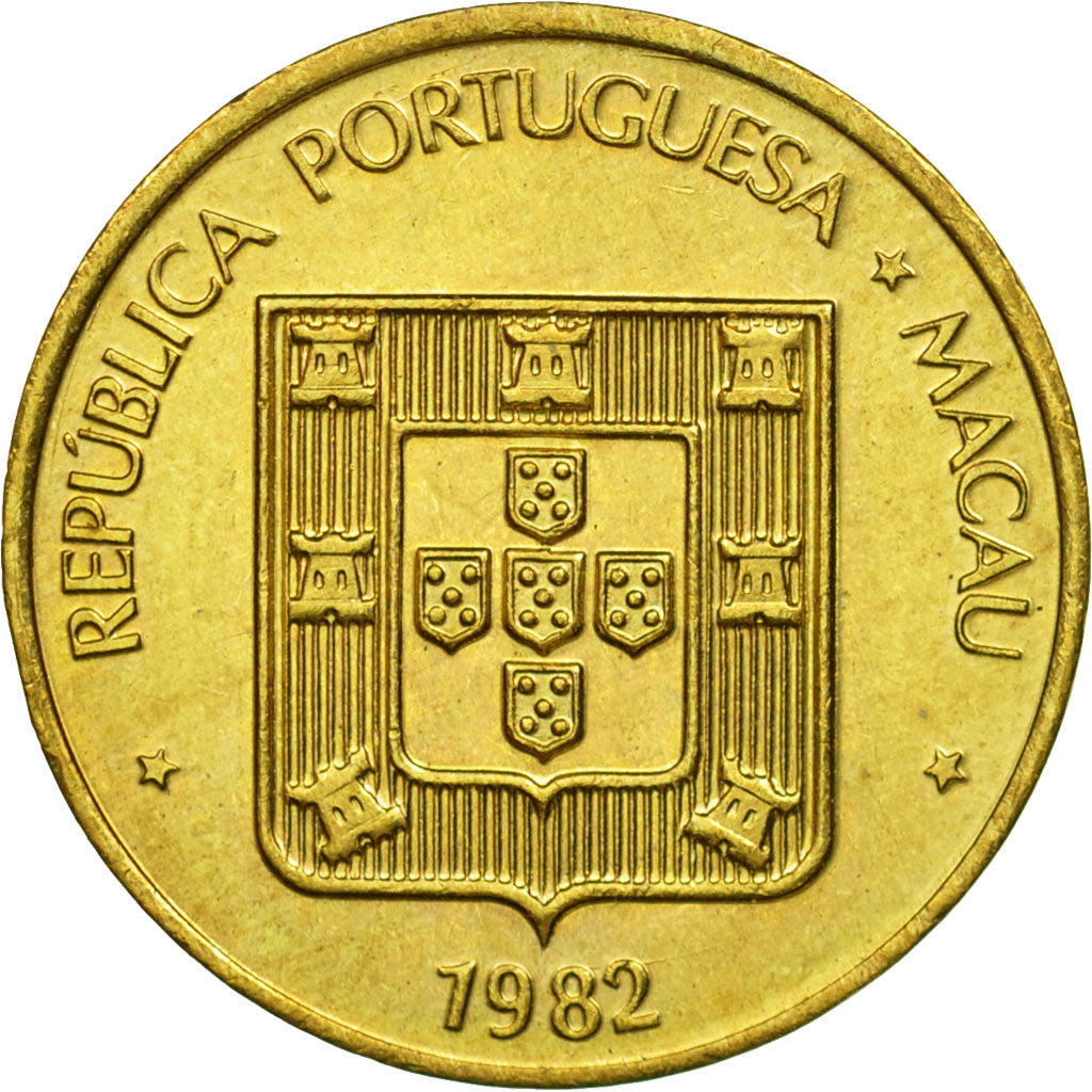Coin, Macau, 20 Avos, 1982, EF(40-45), Brass, KM:21
