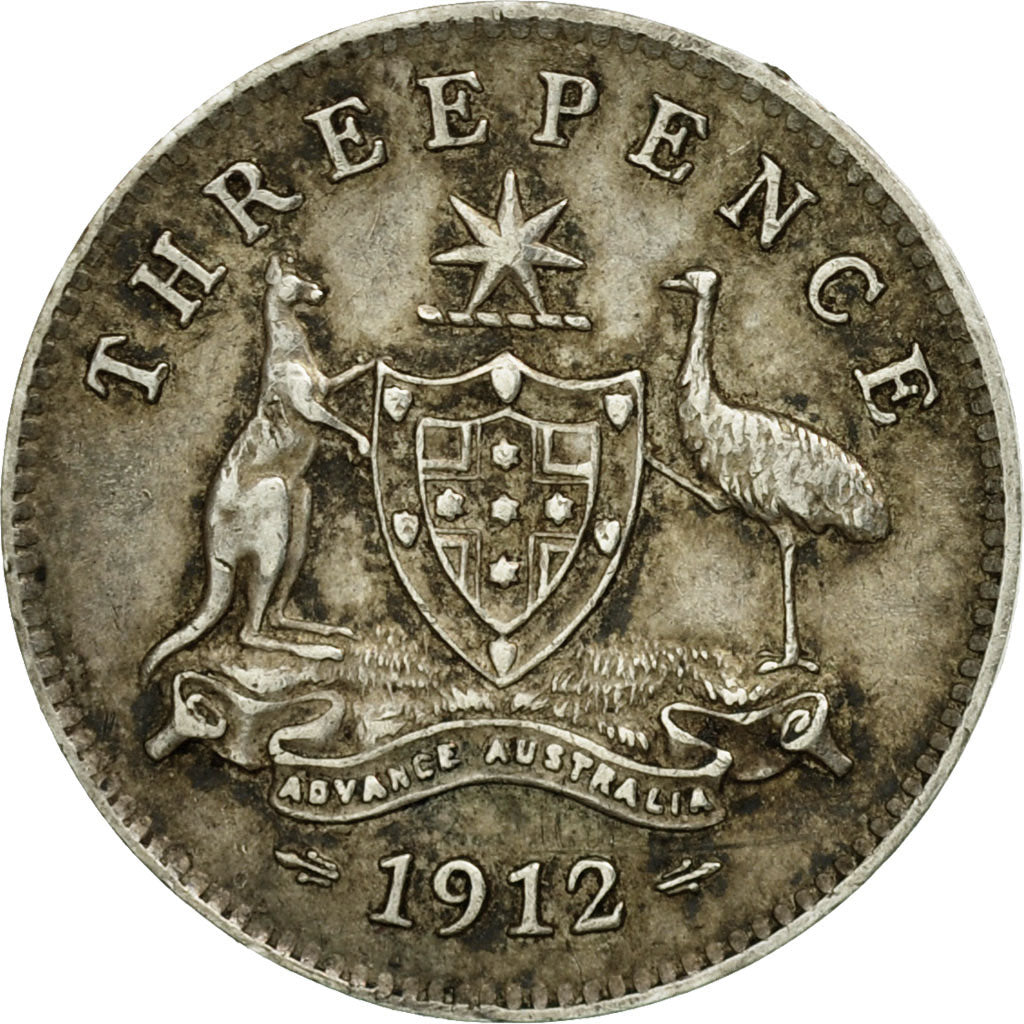 Coin, Australia, George V, Threepence, 1912, VF(30-35), Silver, KM:24