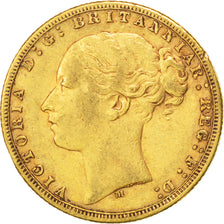 AUSTRALIA, Sovereign, 1876, Melbourne, KM #7, EF(40-45), Gold, 7.95
