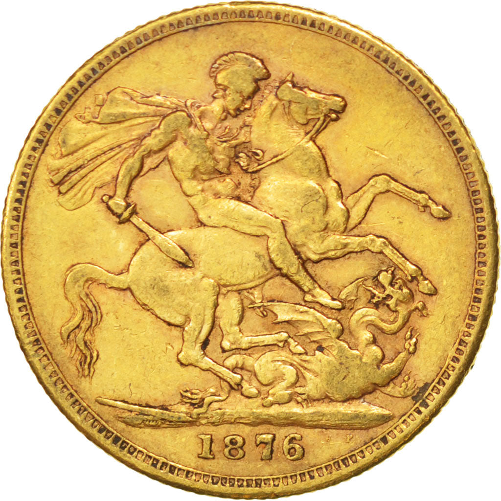 AUSTRALIA, Sovereign, 1876, Melbourne, KM #7, EF(40-45), Gold, 7.95