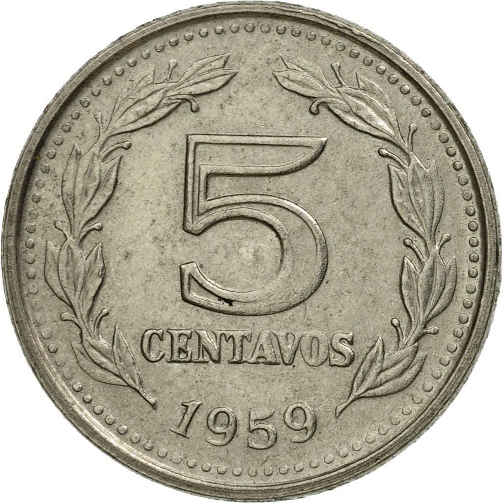 Coin, Argentina, 5 Centavos, 1959, EF(40-45), Copper-Nickel Clad Steel, KM:53