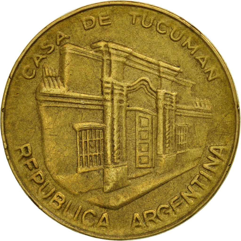 Moneda, Argentina, 10 Pesos, 1985, MBC, Latón, KM:93