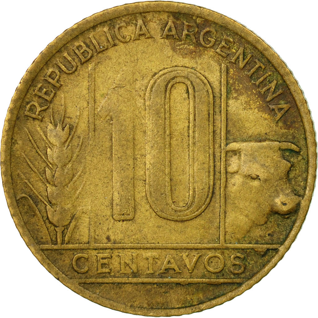 Moneta, Argentina, 10 Centavos, 1949, MB+, Alluminio-bronzo, KM:41