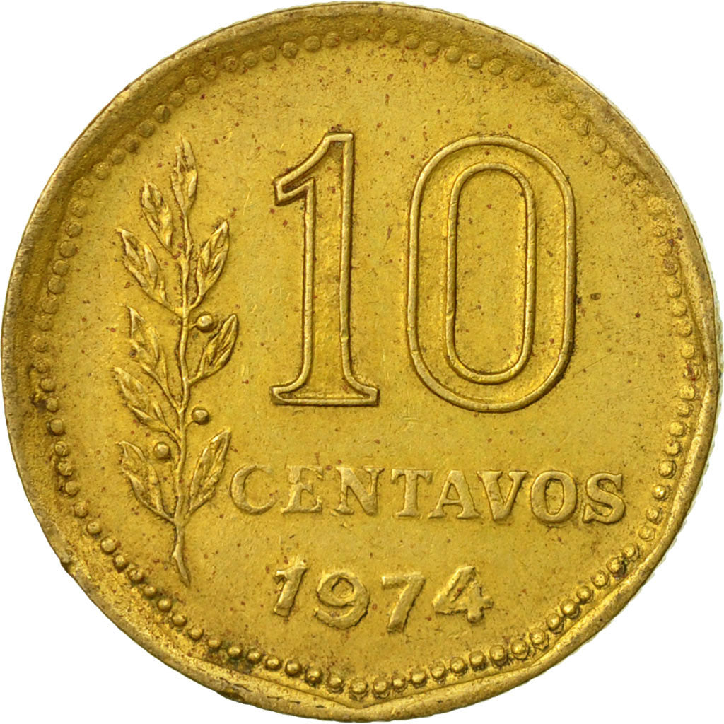 Moneta, Argentina, 10 Centavos, 1974, BB, Alluminio-bronzo, KM:66