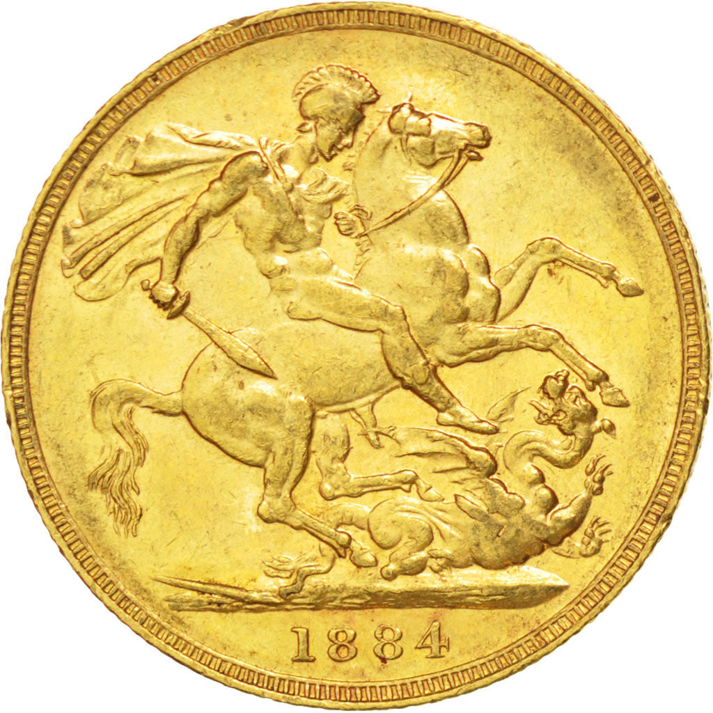 AUSTRALIA, Sovereign, 1884, Melbourne, KM #7, AU(55-58), Gold, 7.99