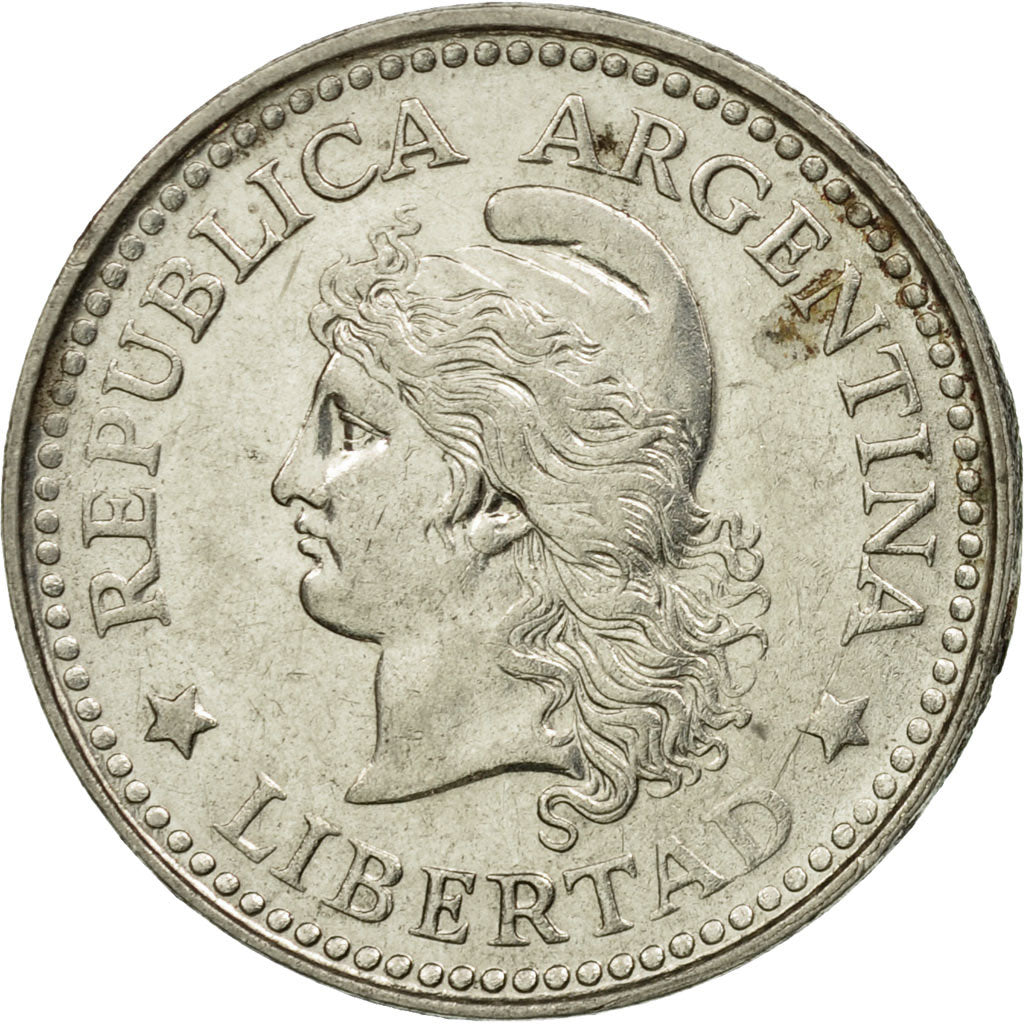 Coin, Argentina, 10 Centavos, 1957, EF(40-45), Nickel Clad Steel, KM:54