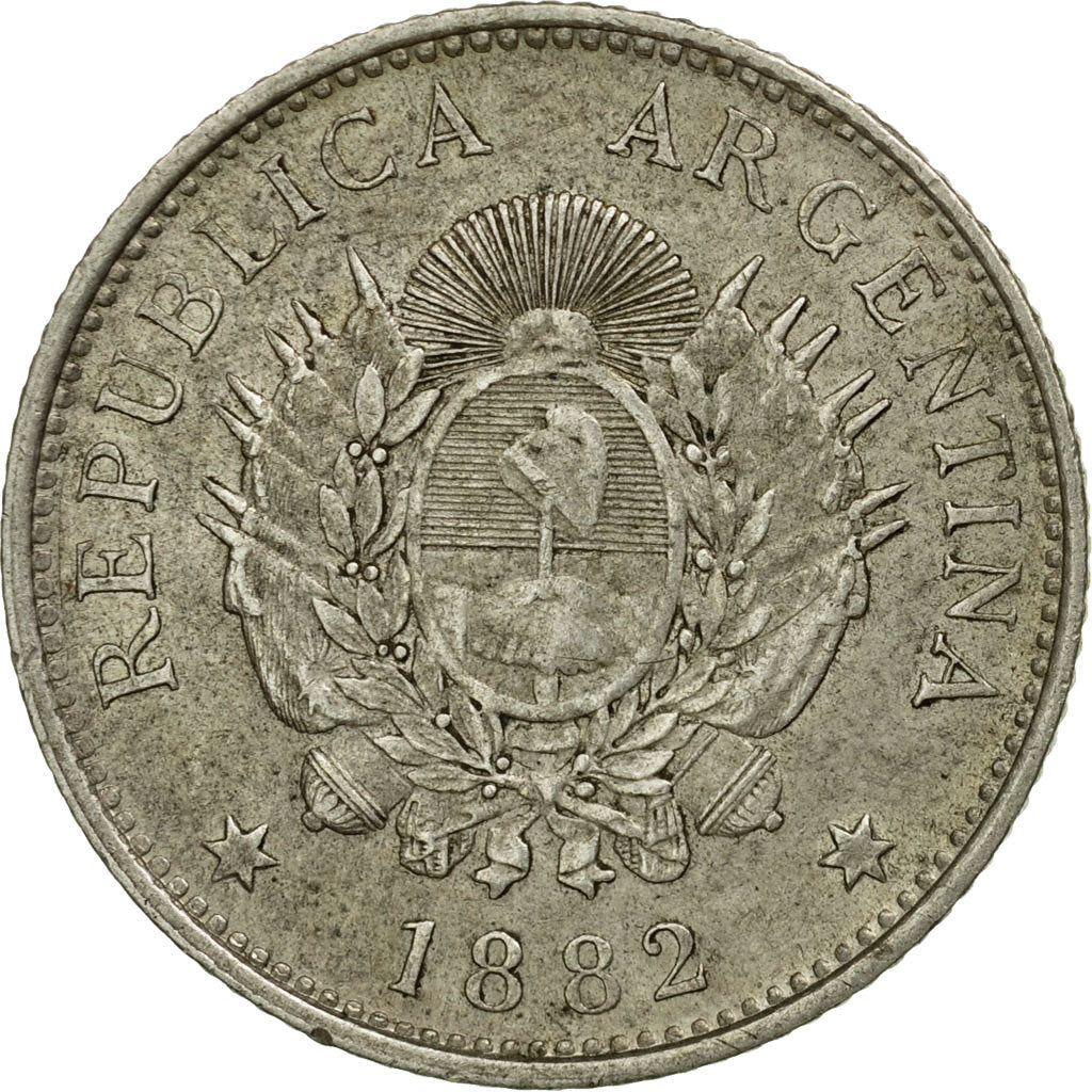 Coin, Argentina, 20 Centavos, 1882, EF(40-45), Silver, KM:27