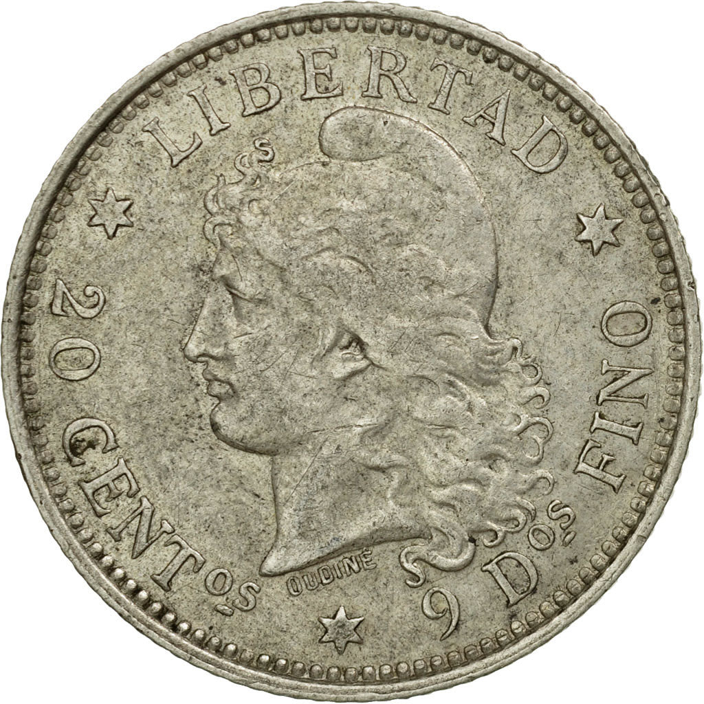Coin, Argentina, 20 Centavos, 1882, EF(40-45), Silver, KM:27