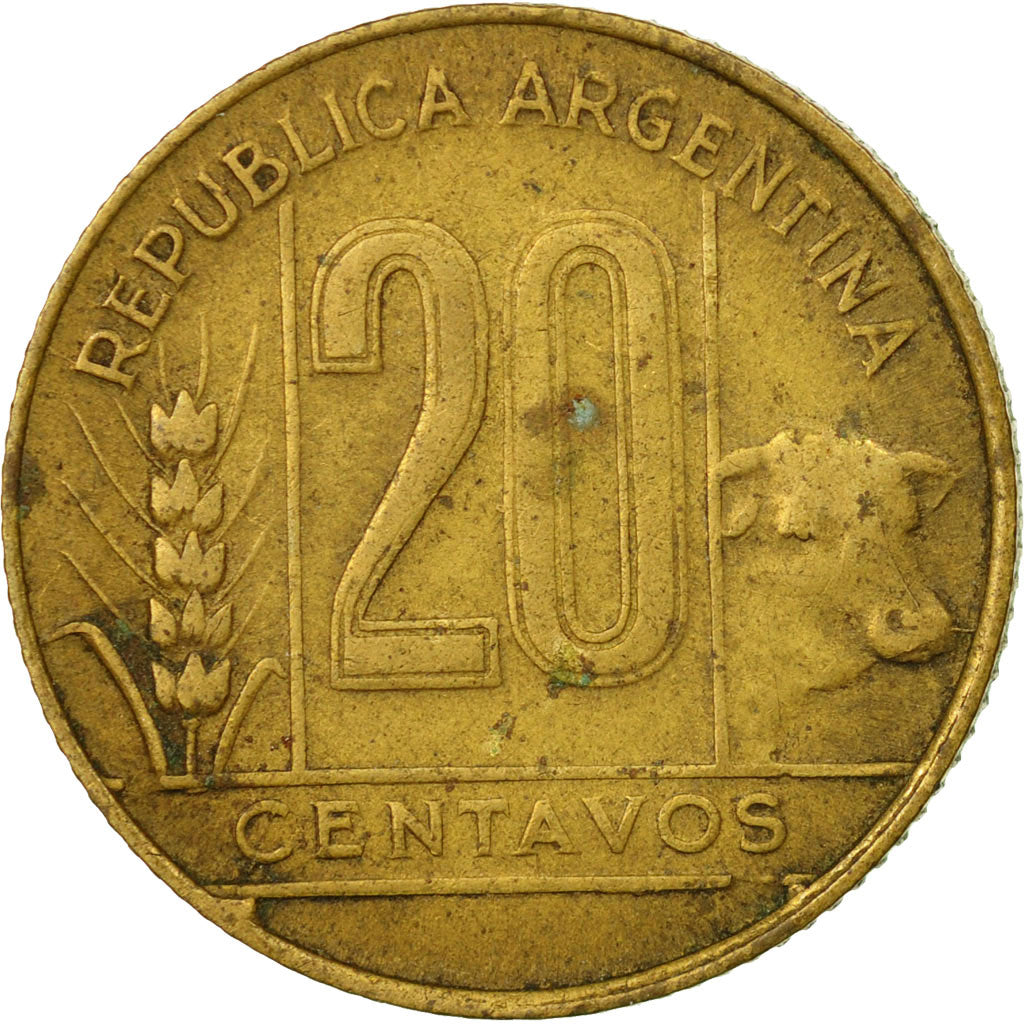 Coin, Argentina, 20 Centavos, 1949, VF(30-35), Aluminum-Bronze, KM:42
