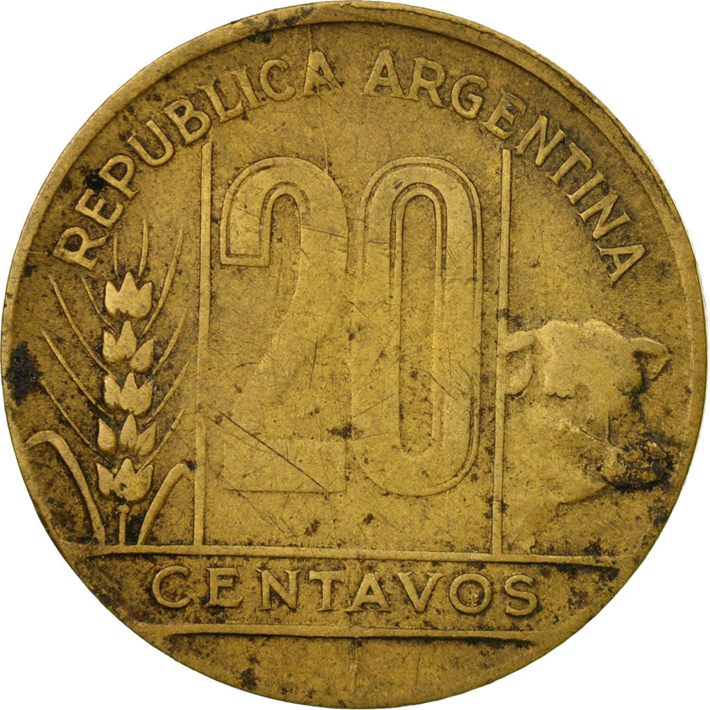 Coin, Argentina, 20 Centavos, 1950, VF(30-35), Aluminum-Bronze, KM:42