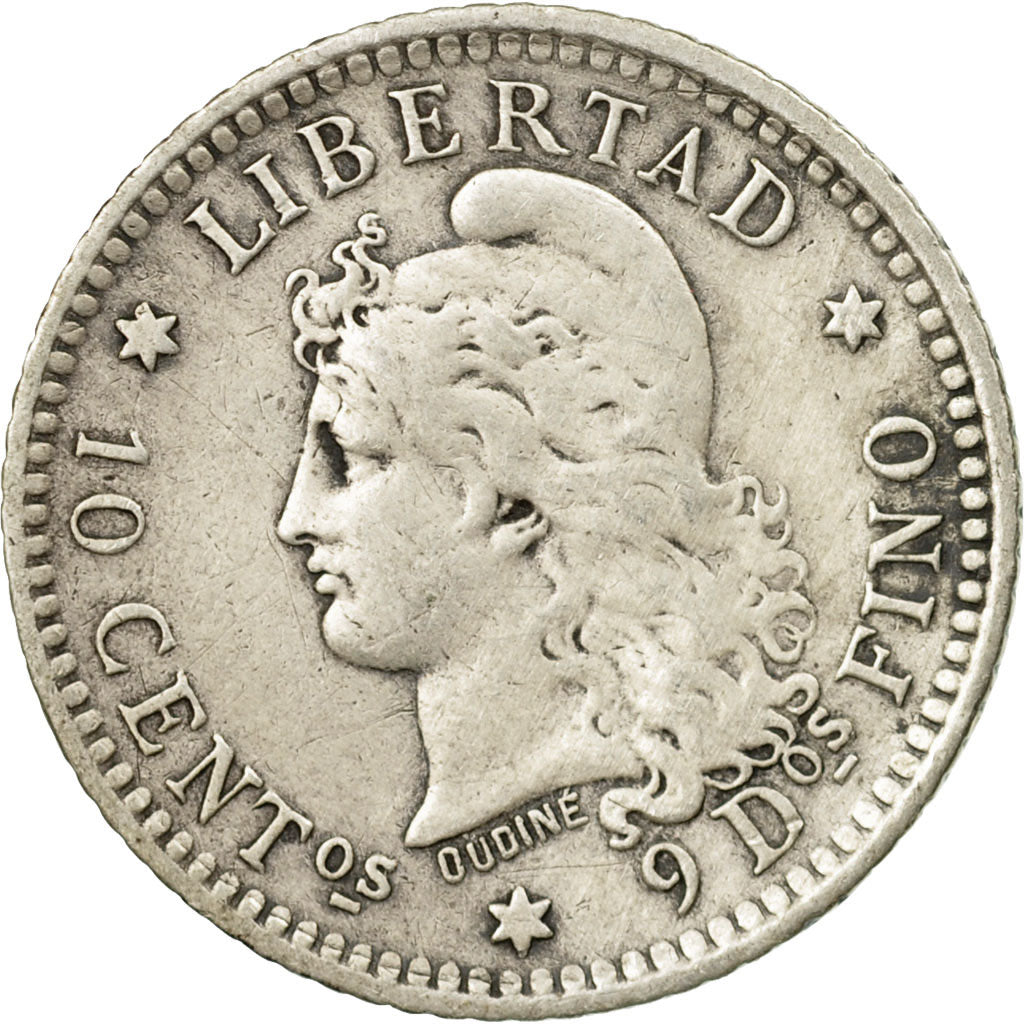 Moneda, Argentina, 10 Centavos, 1882, BC+, Plata, KM:26