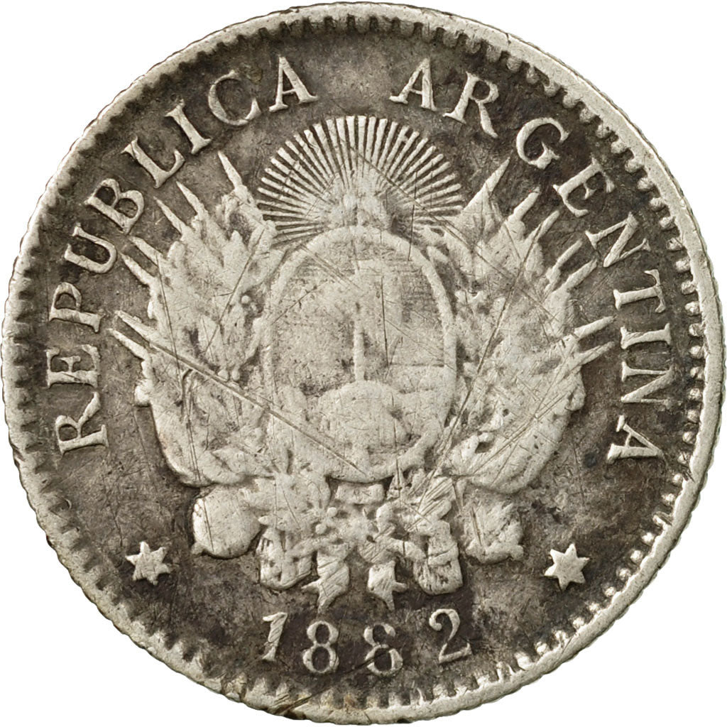 Coin, Argentina, 10 Centavos, 1882, VF(20-25), Silver, KM:26