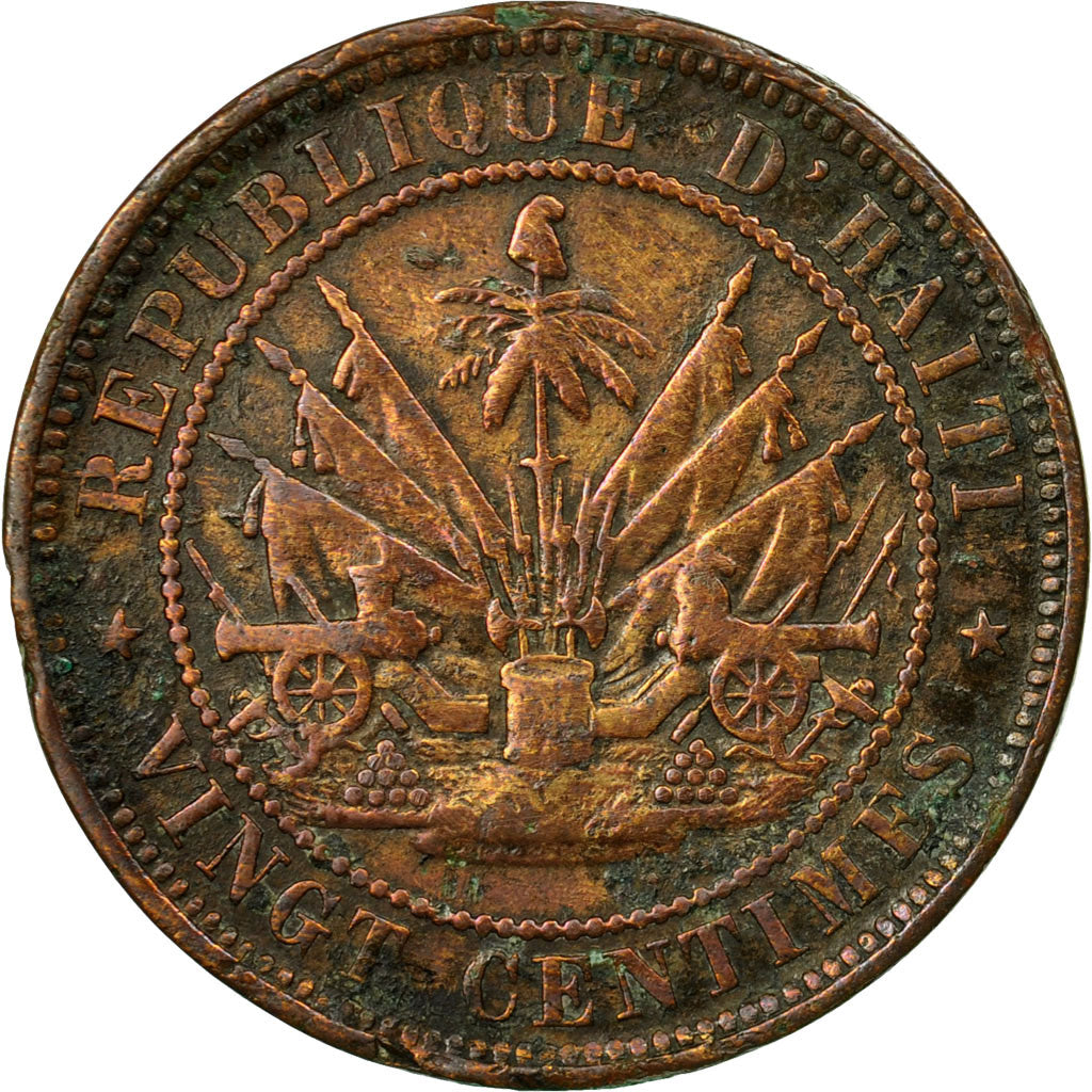 Coin, Haiti, 20 Centimes, 1863, F(12-15), Bronze, KM:41