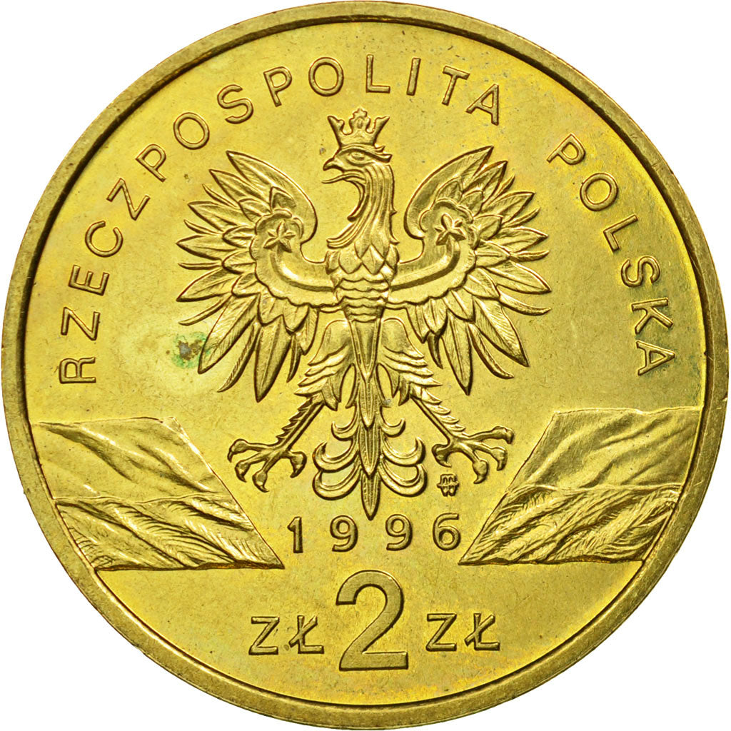 Coin, Poland, 2 Zlote, 1996, Warsaw, AU(55-58), Brass, KM:311