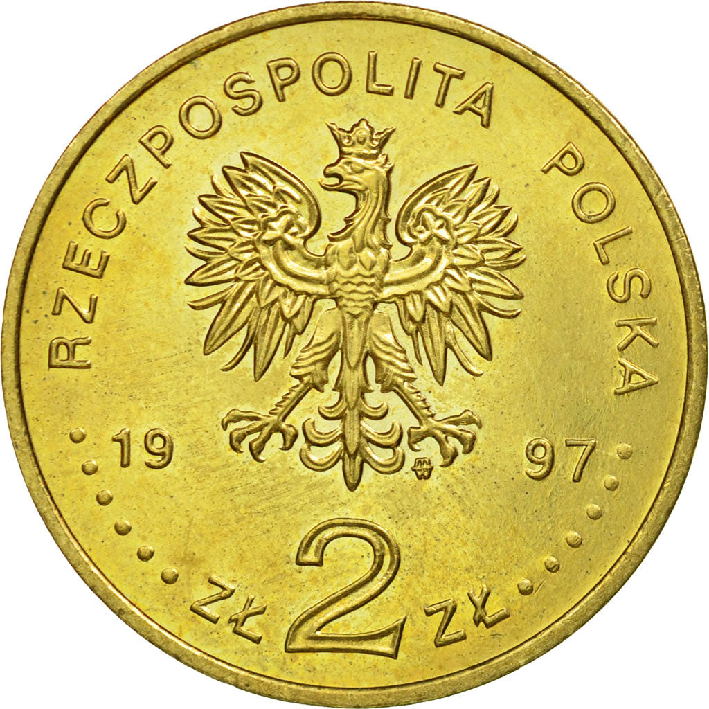 Münze, Polen, 2 Zlote, 1997, Warsaw, SS, Messing, KM:325