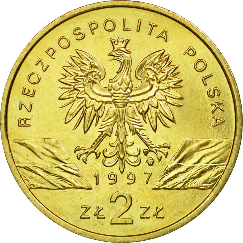 Coin, Poland, 2 Zlote, 1997, Warsaw, AU(55-58), Brass, KM:329
