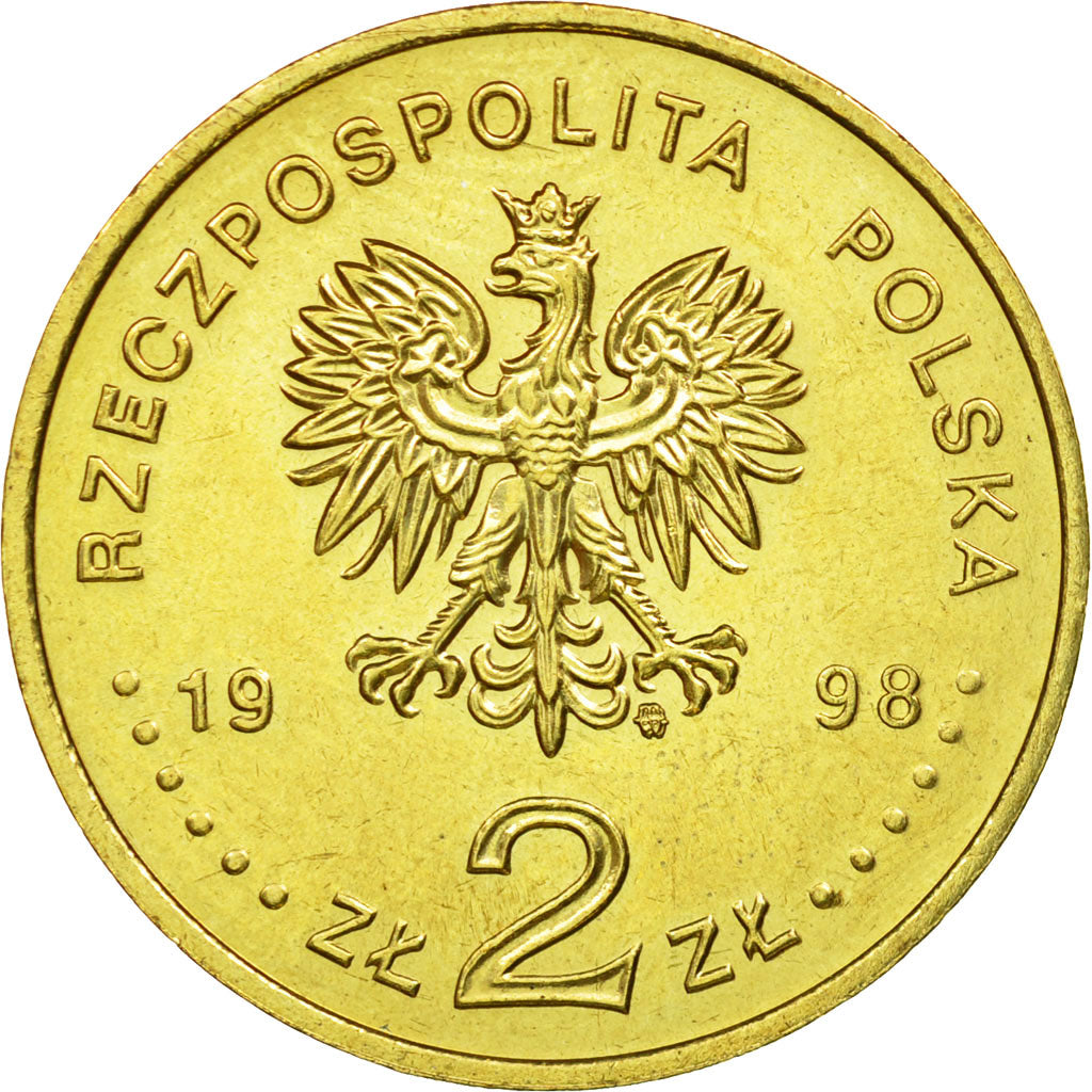 Münze, Polen, 2 Zlote, 1998, Warsaw, VZ, Messing, KM:335