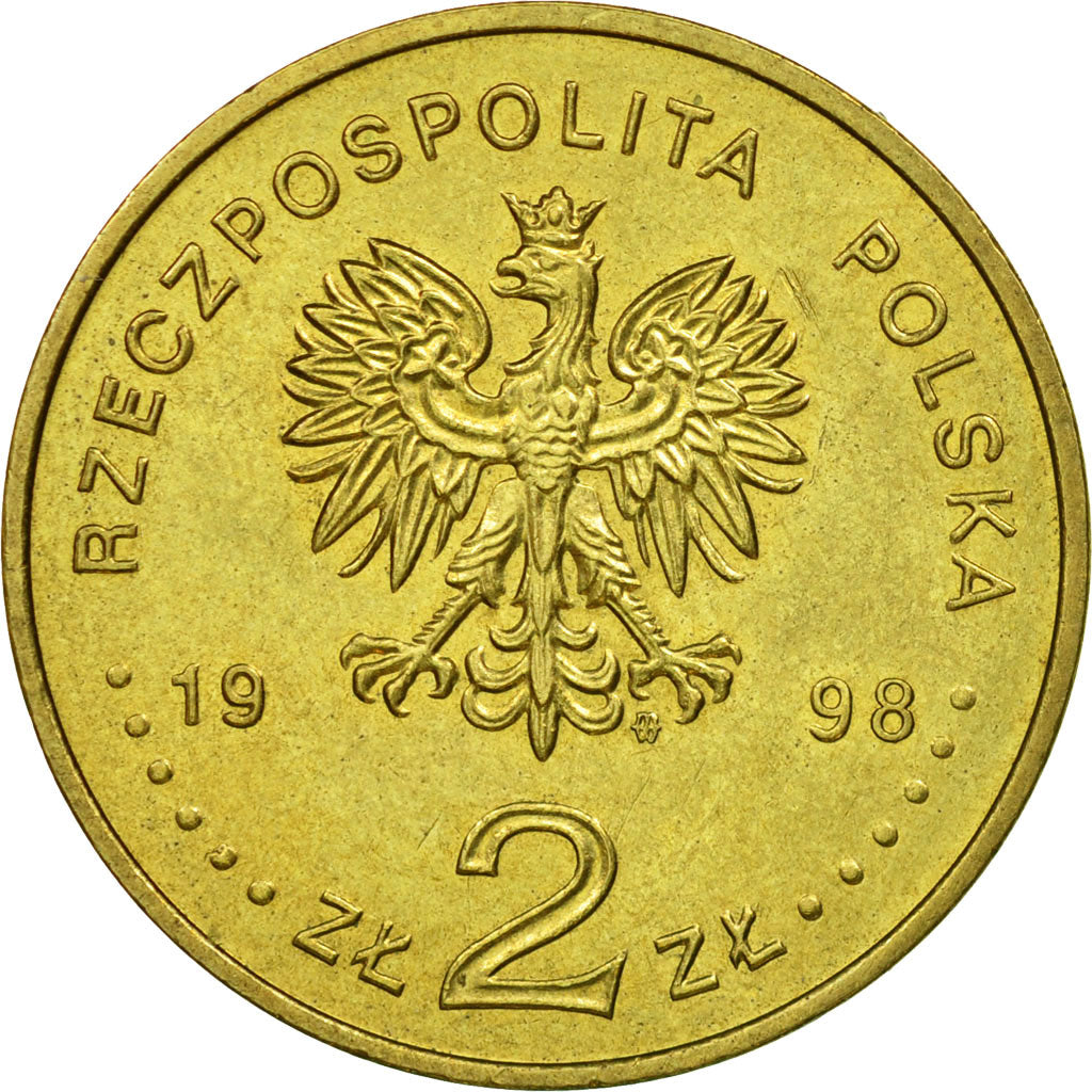 Coin, Poland, 2 Zlote, 1998, Warsaw, AU(55-58), Brass, KM:352