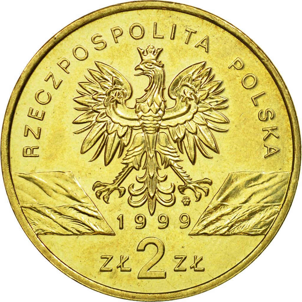 Coin, Poland, 2 Zlote, 1999, Warsaw, AU(55-58), Brass, KM:355