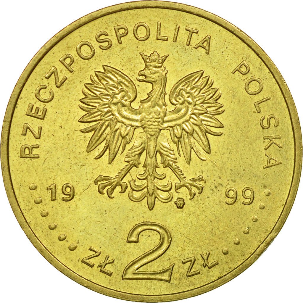 Coin, Poland, 2 Zlote, 1999, Warsaw, AU(55-58), Brass, KM:356