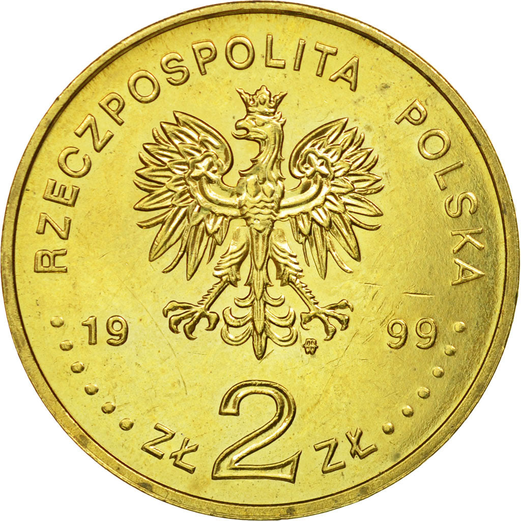 Coin, Poland, 2 Zlote, 1999, Warsaw, AU(55-58), Brass, KM:357