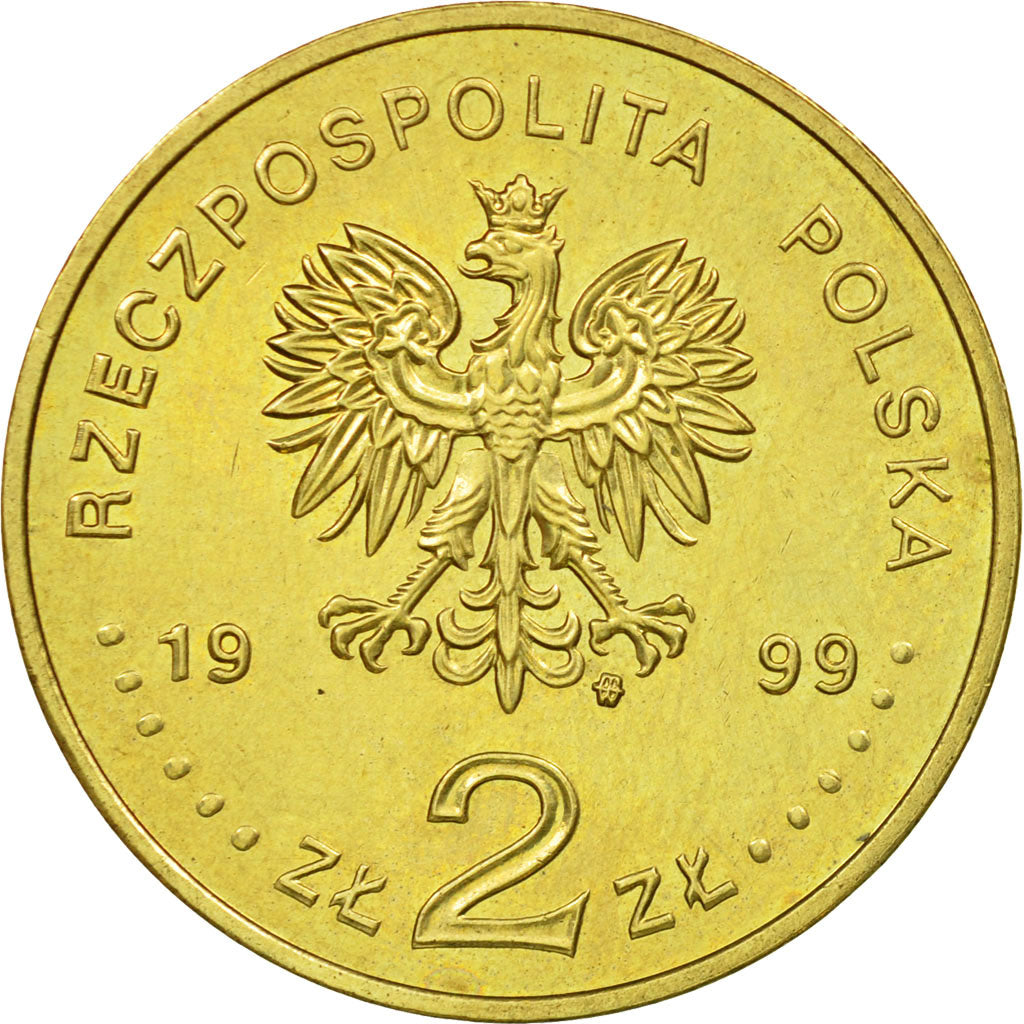 Coin, Poland, 2 Zlote, 1999, Warsaw, AU(55-58), Brass, KM:358