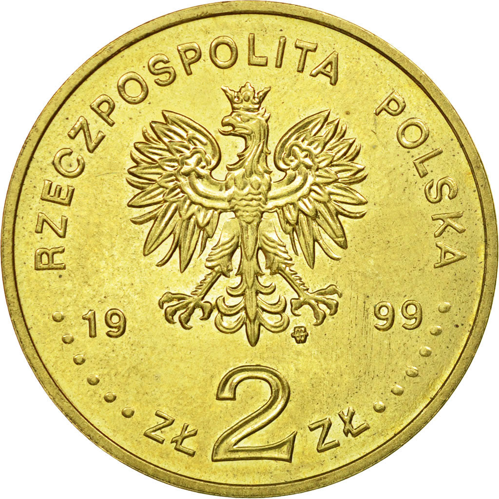Coin, Poland, 2 Zlote, 1999, Warsaw, AU(55-58), Brass, KM:363