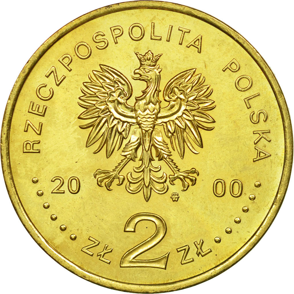 Coin, Poland, 2 Zlote, 2000, Warsaw, AU(55-58), Brass, KM:376