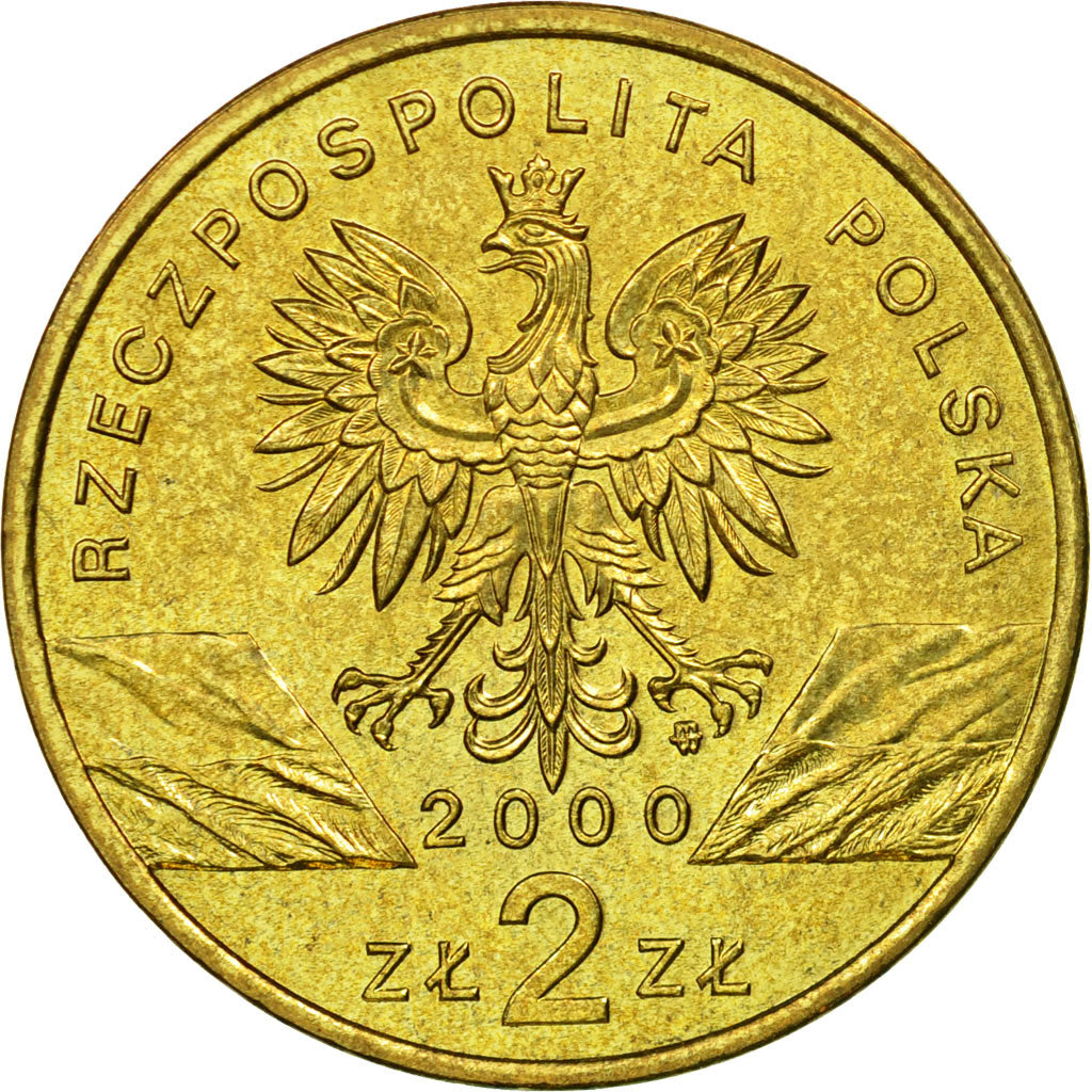 Moneta, Polonia, 2 Zlote, 2000, Warsaw, SPL-, Ottone, KM:388