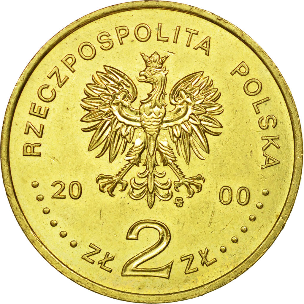 Coin, Poland, 2 Zlote, 2000, Warsaw, AU(55-58), Brass, KM:389