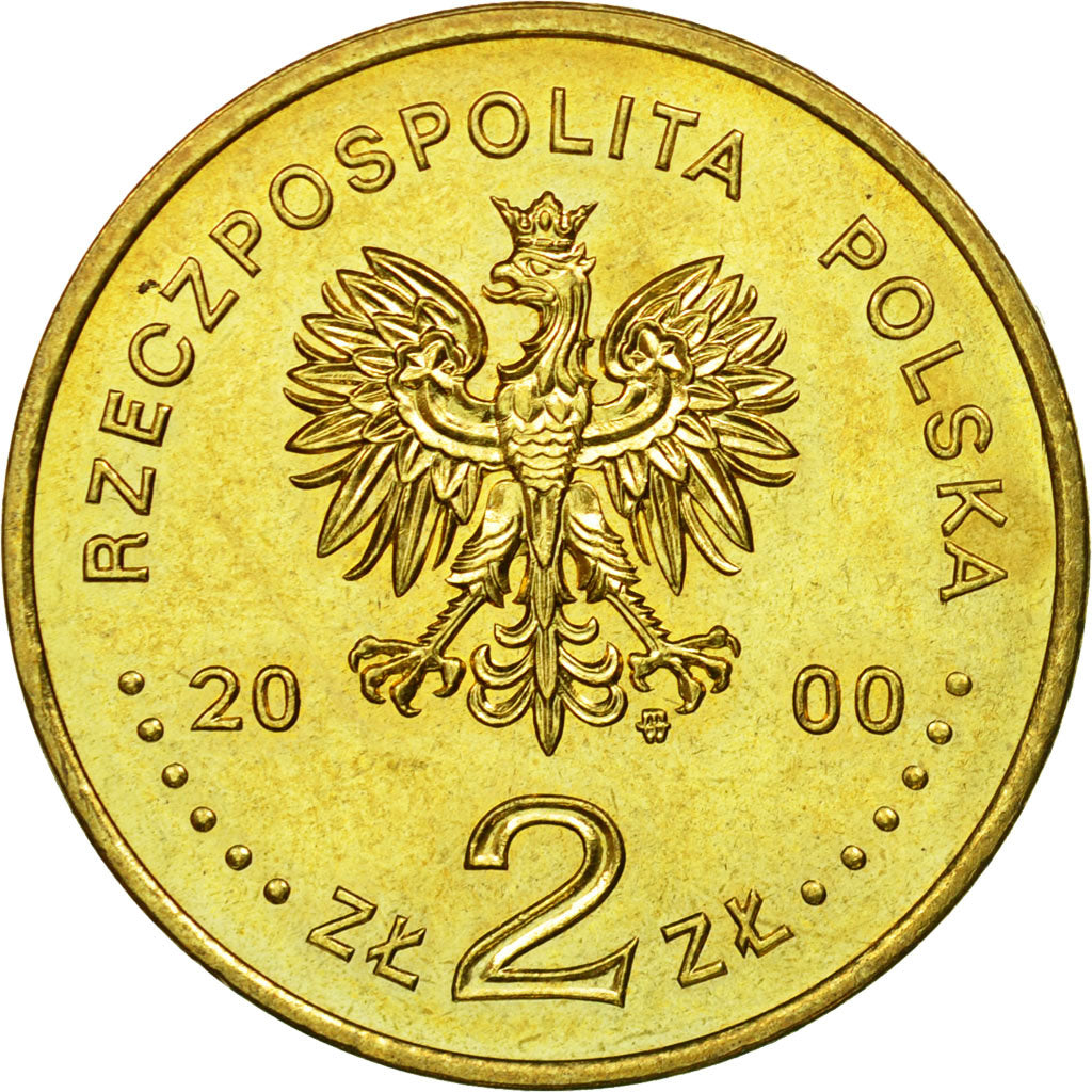 Coin, Poland, 2 Zlote, 2000, Warsaw, EF(40-45), Brass, KM:394