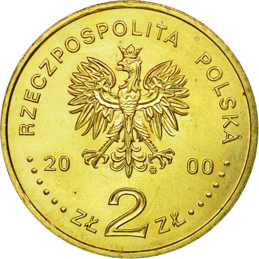 Coin, Poland, 2 Zlote, 2000, Warsaw, EF(40-45), Brass, KM:398