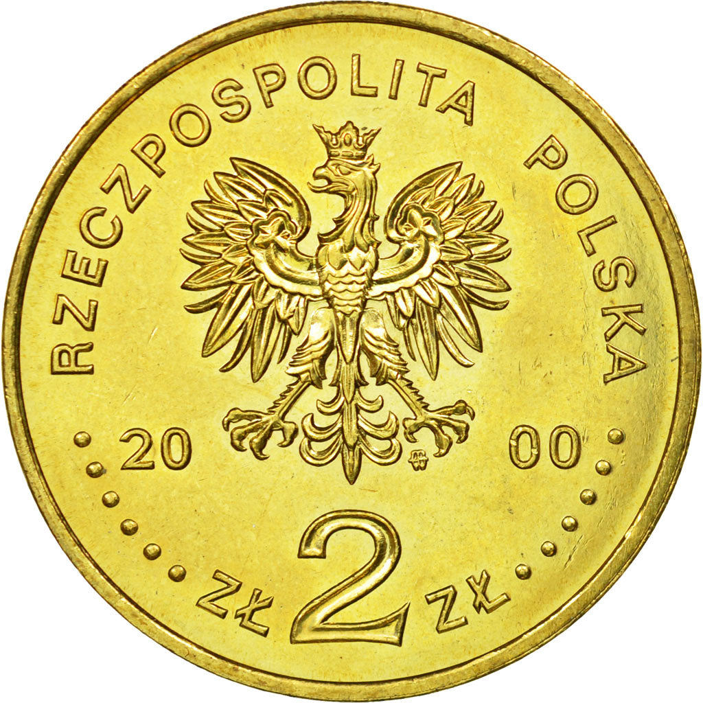Coin, Poland, 2 Zlote, 2000, Warsaw, EF(40-45), Brass, KM:404