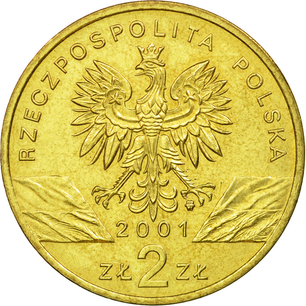 Coin, Poland, 2 Zlote, 2001, Warsaw, AU(55-58), Brass, KM:414