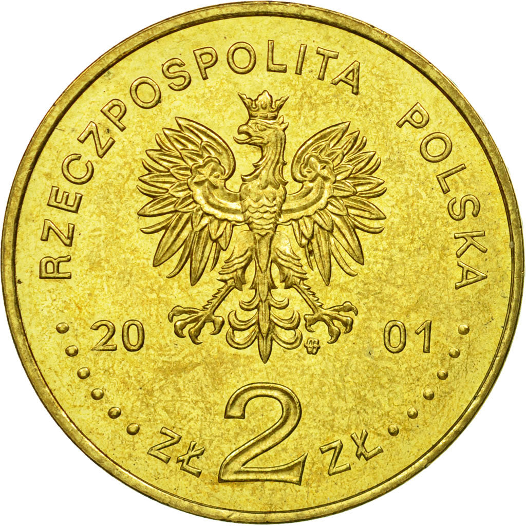 Coin, Poland, 2 Zlote, 2001, Warsaw, EF(40-45), Brass, KM:423