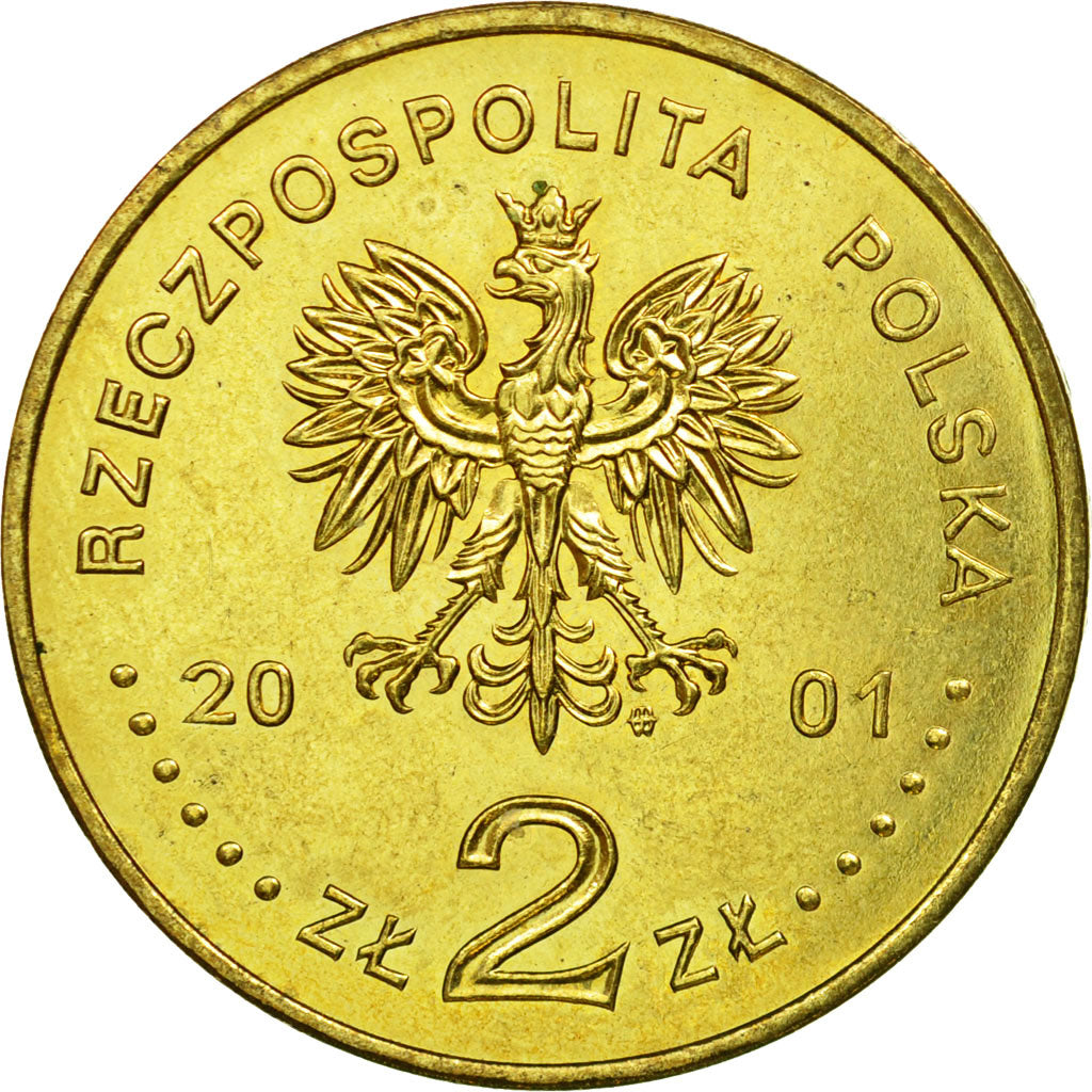 Coin, Poland, 2 Zlote, 2001, Warsaw, AU(55-58), Brass, KM:426